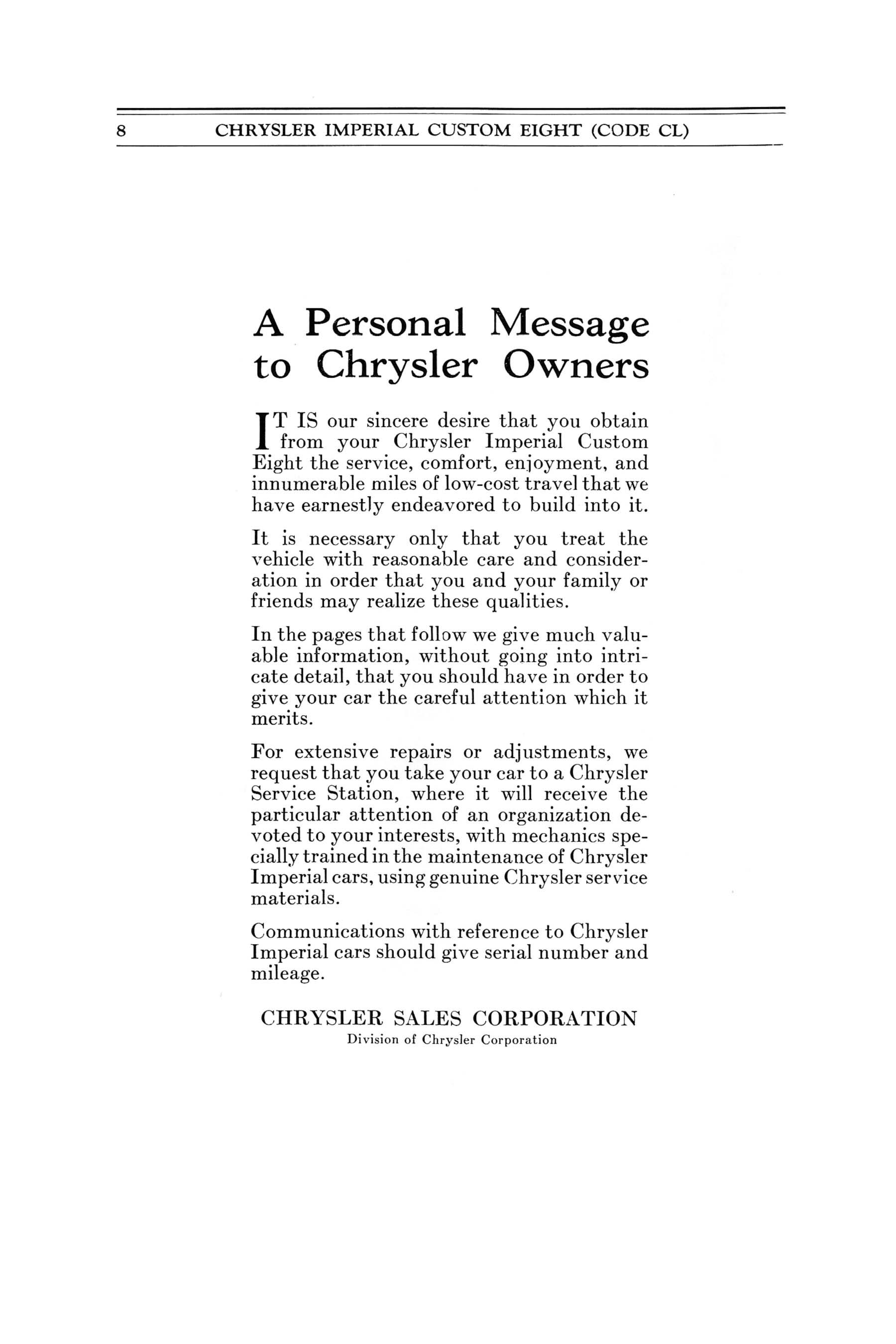 1932 Chrysler Imperial Instruction Book Page 38